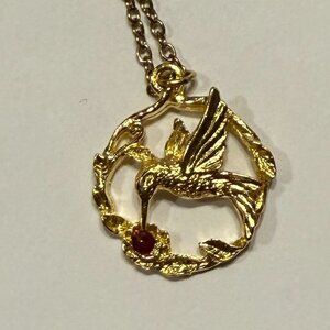 Hummingbird Necklace JII Gold Tone